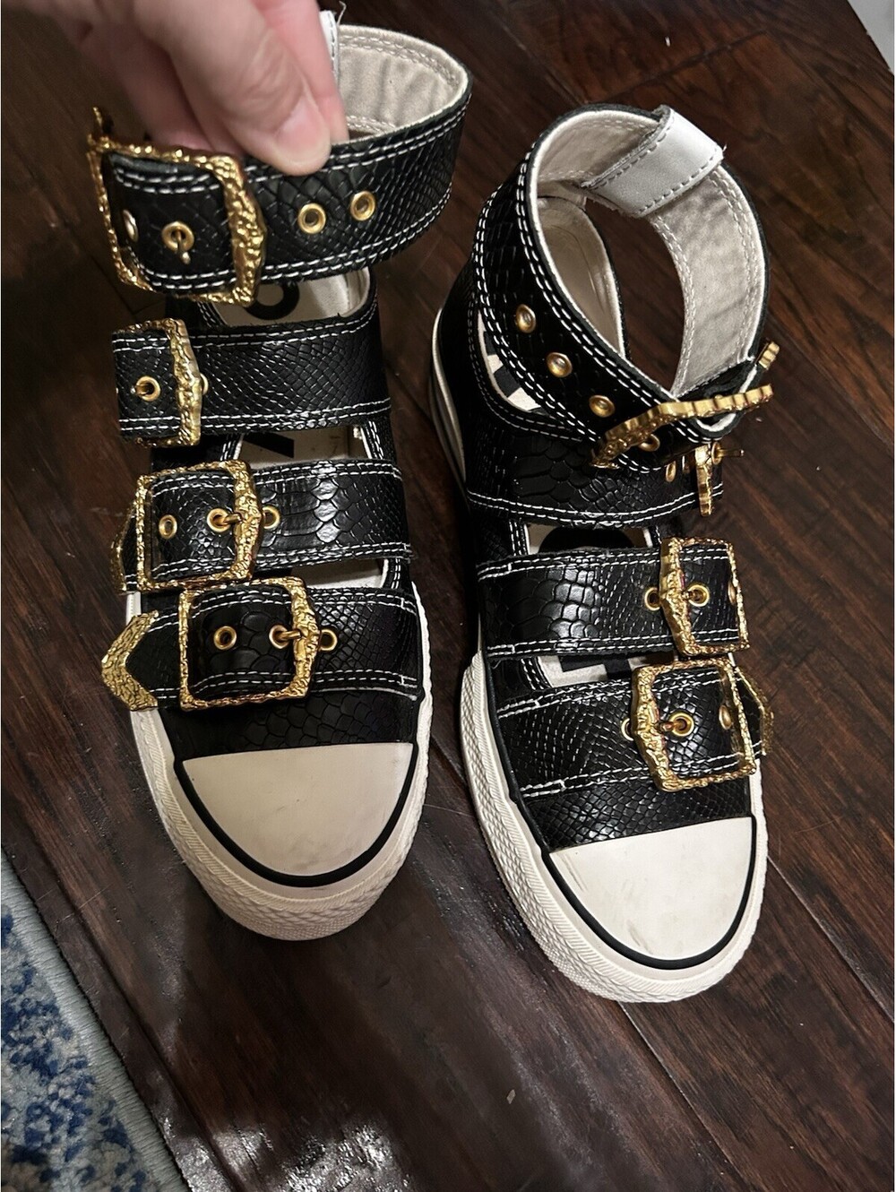 Converse Chuck Taylor All Star Low x Koche Mary Jane Womens Sz7 Gold Buckles